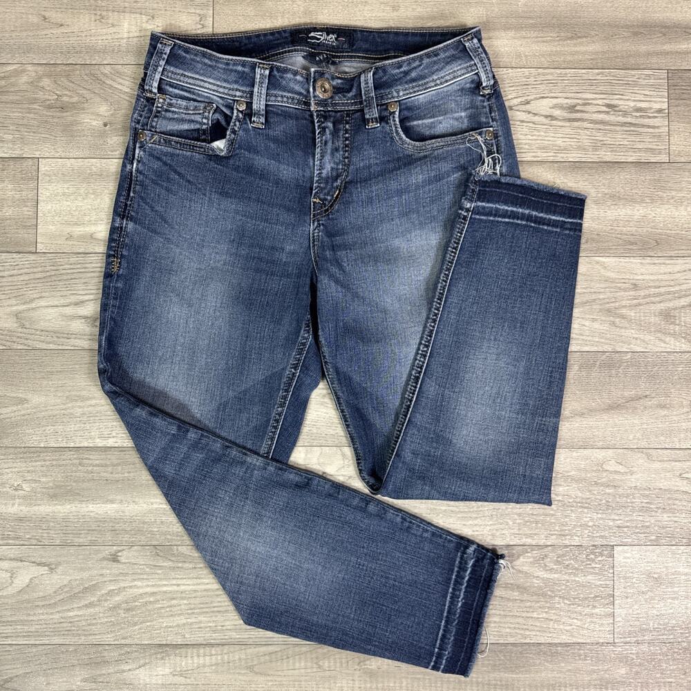 Silver Jeans Mid Rise Avery Skinny Crop Jeans Medium Wash sz 26